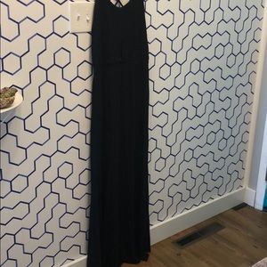 Tart Black Maxi Dress with Empire Waist and Slits
